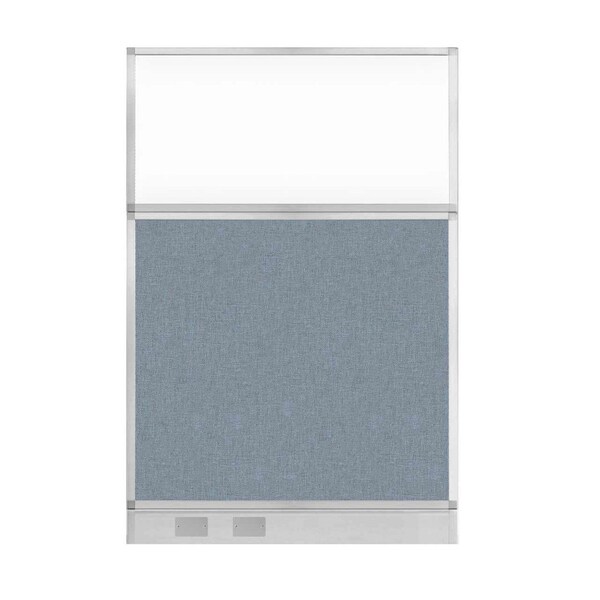Versare Hush Panel Configurable Cubicle Partition 4' x 6' Powder Blue Fabric Clear Window w/ Cable Channel 1855604-2 - main